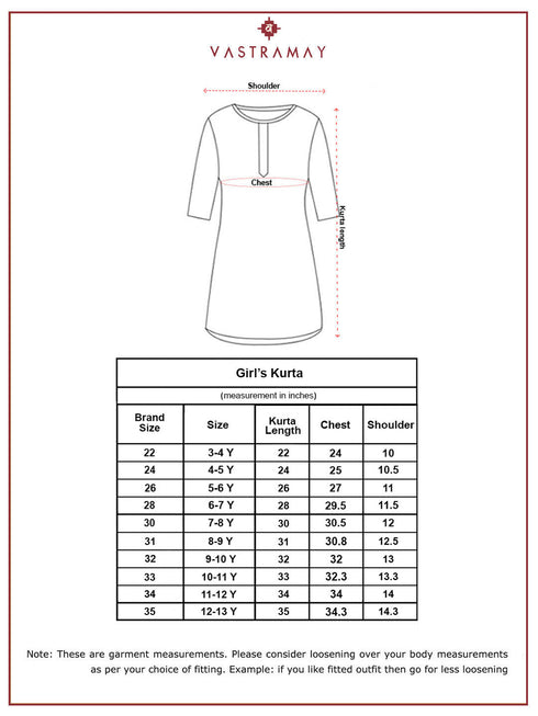 Girl's' White Only Kurta
