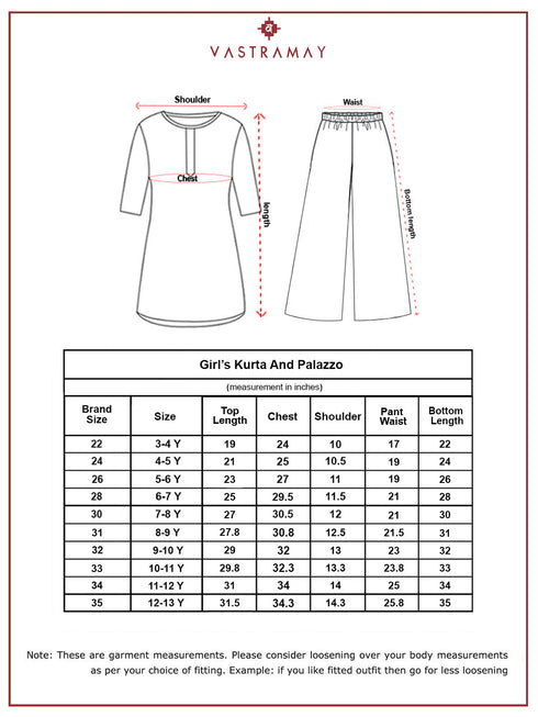 Girl's' Multicolour Kurta Palazzo Set