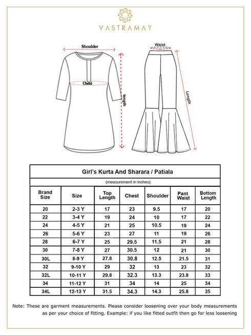 Girl's' Pink Printed Kurta & Cream Patiala Set