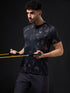 Men Abstract Print Slim Fit Crew Neck T-shirt with TECHNO COOL+