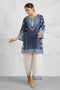 Lawn Cotton Printkari Co-ord Set - Navy Blue & White With Straight pant
