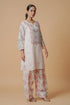 Lawn Cotton Co-ord Set - White with Pink Floral Print with Farsi Pant