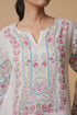 Lawn Cotton Co-ord Set - White with Pink Floral Print with Farsi Pant