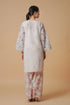Lawn Cotton Co-ord Set - White with Pink Floral Print with Farsi Pant
