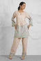 Lawn Cotton Co-ord Set - Beige with Sky Blue Floral Panels With Straight pant