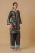 Lawn Cotton Printkari Co-ord Set - Black Print With Straight pant
