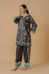 Lawn Cotton Printkari Co-ord Set - Black Print With Straight pant
