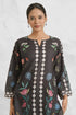Lawn Cotton Printkari Co-ord Set - Black Print With Straight pant