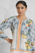 Lawn Cotton Printkari Co-ord Set – White with Citrus Blue Print With Straight pant