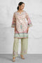 Lawn Cotton Printkari Co-ord Set – Ivory Pastel Floral with Straight Pant