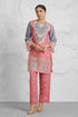 Lawn Cotton Printkari Co-ord Set – Pink Blue With Straight pant