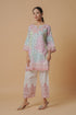Lawn Cotton Printkari Co-ord Set – White Multicolor With Straight pant