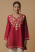 Kashmiri Aari Work Cotton Short Kurta – Maroon