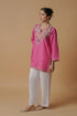 Kashmiri Aari Work Cotton Short Kurta – Pink