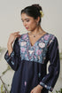 Kashirmir Aari Work Long Kurta - Blue