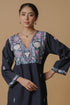 Kashirmir Aari Work Long Kurta - Blue