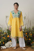 Kashirmir Aari Work Long Kurta – Yellow