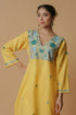 Kashirmir Aari Work Long Kurta – Yellow