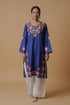 Antara Kashirmir Aari Work Long Kurta – Blue