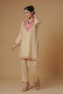 Kashmiri Aari Work Cotton Kurta Set - Beige