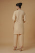 Kashmiri Aari Work Cotton Kurta Set - Beige