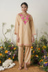 Kashmiri Aari Work Cotton Kurta Set - Beige