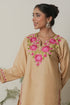 Kashmiri Aari Work Cotton Kurta Set - Beige