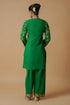 Kashmiri Aari Work Cotton Kurta with Farsi Pant - Green