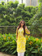 Ishita in Mul Cotton Chikankari Long Kurta in Yellow