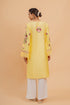 Falak Kashmiri Long Kurta In Yellow Chanderi Silk With Aari