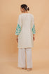 Mohi in Falak Kashmiri Long Kurta In Chanderi Silk With Turquoise Blue Embroidery