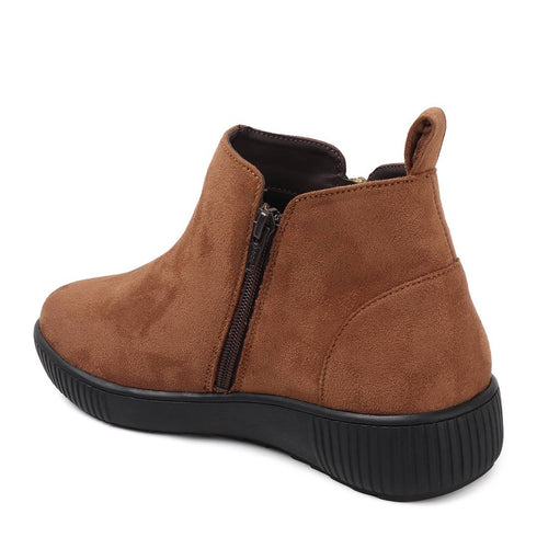 Women's Comfort Zipper Ankle Bootie Casual Everyday Low-Cut Boot