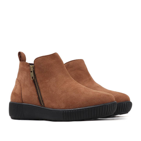 Women's Comfort Zipper Ankle Bootie Casual Everyday Low-Cut Boot