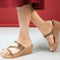 Women's Metallic Glitter Wedge Slide Sandals