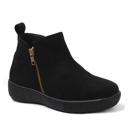Women's Comfort Zipper Ankle Bootie Casual Everyday Low-Cut Boot