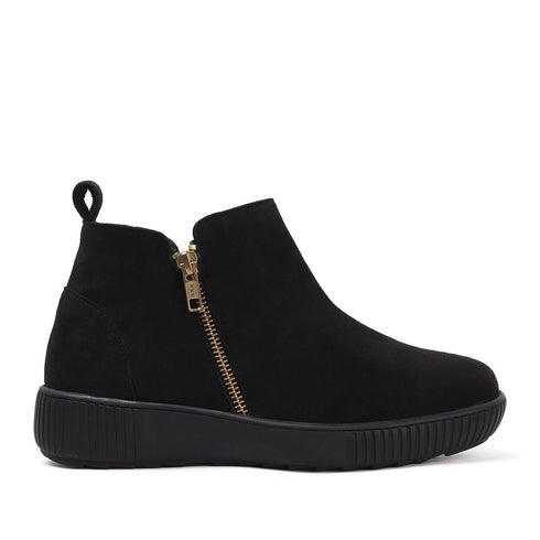 Women's Comfort Zipper Ankle Bootie Casual Everyday Low-Cut Boot