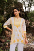 Saba Chikankari Short kurta in Chanderi Silk - Yellow White