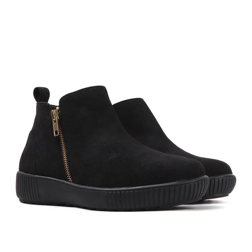 Women's Comfort Zipper Ankle Bootie Casual Everyday Low-Cut Boot