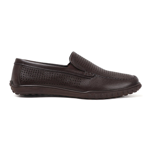 Men's Perforated Slip-On Loafer with Leather Moccasin Stitching
