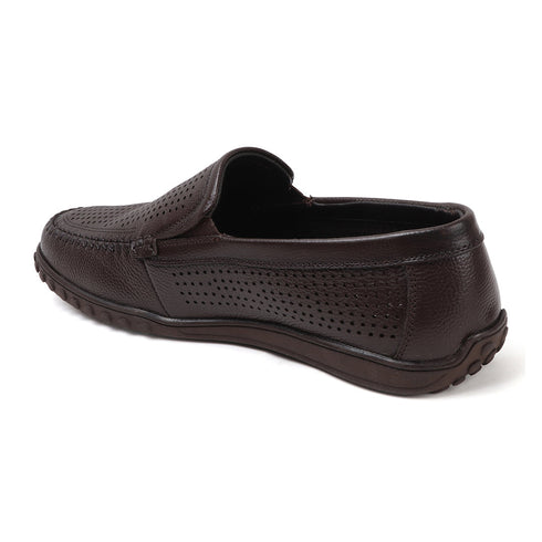 Men's Perforated Slip-On Loafer with Leather Moccasin Stitching