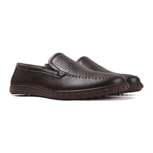 Men's Perforated Slip-On Loafer with Leather Moccasin Stitching