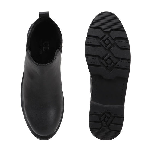 Women's Slip-On Chelsea Ankle Boot - Chunky Lug Sole Modern Boots