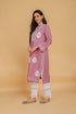 Saba Chikankari Long Kurta In Cotton - Peach