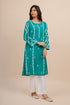 Saba Chikankari Long Kurta In Muslin - Turkish Green