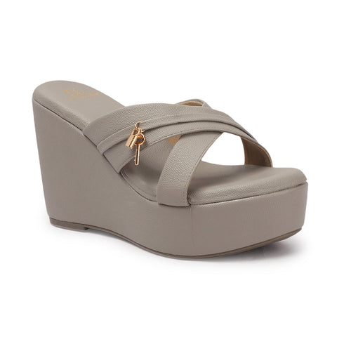 Women's Criss-Cross Strap Wedge Sandal with Charm Detail