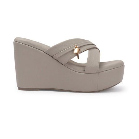 Women's Criss-Cross Strap Wedge Sandal with Charm Detail