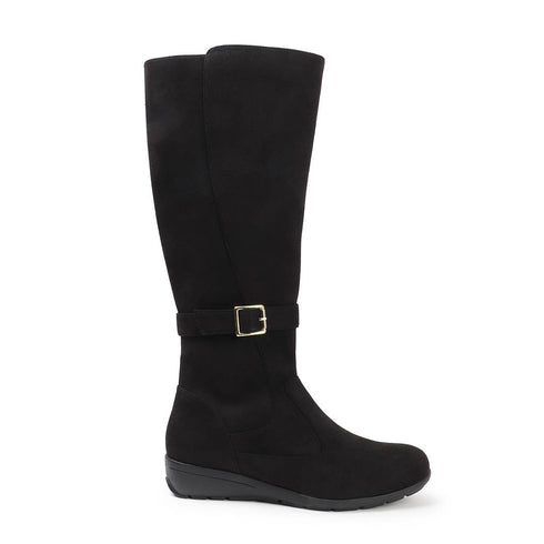 Women's Tall Moto-Style Riding Boot - Knee-High Footwear with Buckle Detail