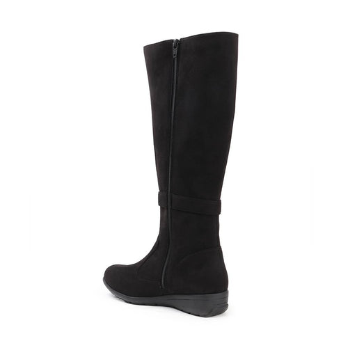 Women's Tall Moto-Style Riding Boot - Knee-High Footwear with Buckle Detail