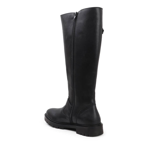 Women's Tall Zipper Accent Riding Boot Buckled Knee-High Fashion Footwear
