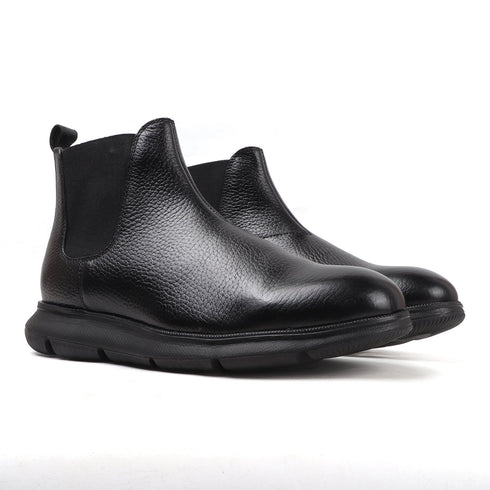 Men's Modern Leather Textured Ankle Chelsea Boot with Lightweight